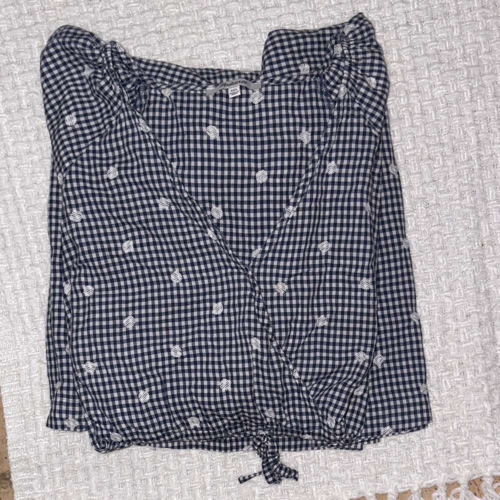 Gently Loved Embroidered Gingham Faux-Wrap Tie-Waist Midi Dress by Madewell - Picture 10 of 16